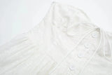 Foridol Button Bowknot Off Shoulder White Lace Mini Dress Summer Beach Embriodery Short Party Holiday Vestidos Smocked 2025
