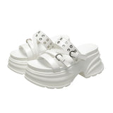 Summer Silver Chunky Platform Sandals Women Fashion Buckle Thick Bottom Slippers Woman Punk Wedges High Heels Sandalias Mujer