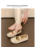 Polka Dot Women Ballet Flats Comfortable Round Toe Elastic Band Shoes Street Style Soft Sole Ladies Eelgant Wedding Dress Shoes