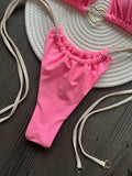 Metal Heart-shaped Halter Mini Micro Thong Bikini Female Swimsuit Women Swimwear Two-pieces Bikini Set Bather Bathing Suit Swim