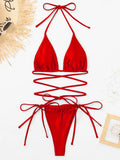 Wrap Around Brazilian Bikinis 2025 Metallic Satin Bikini Women Swimwear Female Swimsuit Two-pieces Bikini Set Bathing Suit Swim