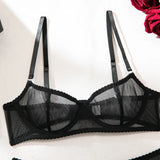 Toucheart Erotic Lingerie Comfortable Mesh Sexy Body Shaping Ultra-thin See-through Sexy Underwear Four-piece Set with Stockings