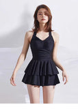 Swimsuit Fairy One-piece Solid Color Conservative Slightly Chubby Slimming Girl Sweet Student Pure Desire Hot Spring Swimsuit