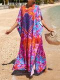2026 New Colorful Kaftan Tunic Beach Dress Beach Wear Beachwear Beach Cover Up Cover-upsLoose Maxi Dress Female Women V4428