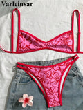 S - XL 2026 Sexy Printed High Leg Cut Bikini Female Swimsuit Women Swimwear Two-Pieces Bikini Set Bather Bathing Suit Swim V8037