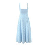 French Style Square-neck Strapless Long Dress With A Large Hem Designed With Cut-out Details Slim Fit Waist-cinching Casual 515K