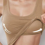 Women Yoga Vest Super Soft Stretch Fabric Built-in Bra Camisole Square Neck Sleeveless Slim Fit Layering Tops Lady Activewear