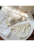 Summer Strapless Lace Bralette Beachwear Teen Girl Light Support Breathable Wirefree Foldable Comfort AU Student Bra Set MOYISU