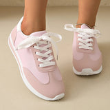 Speing Autumn Lace Up Pink Sneakers Women Comfort Patchwork Platform Sports Shoes Woman Lightweight Plus Size Soft Sole Flats 43