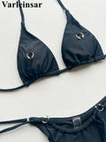 2026 Metal Ring Halter Bikini Female Swimsuit Women Swimwear Two-pieces Bikini set Strappy Padded Bather Bathing Suit Swim V8168