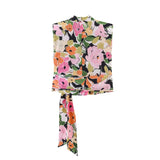 Women's Fashion Casual Floral Print Shoulder Top Women Floral Print Sleeveless Blouse Waist Neck Casual Top For Vacation KAUP