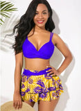 2026 Sexy Ruffled Swimsuit Women Push Up Cross Bikini Women Maple Print Gradient Beach Skirt Bathing Suit Skirt Swimwear Tankini