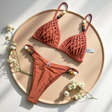 2026 Summer Sexy Bikini Set Women Swimwear Chic Bead Sling Bra Thong Swimsuit Micro Bikini Fashion Brazilian Beach Bathing Suit