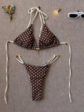 Sexy Black Polka Dot Print Bikini Set Women Pearls Push Up Bra Thong Swimwear 2026 Summer Bathing Suit Holiday Micro Swimsuit
