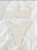 sexy wrinkled bandeau bikinis sets two pieces high waist padded bathing suit beach wear women thong bikini swimsuits