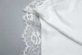 FDYOUI Woman Clothing Slash Neck T-shirts 2026 Summer Sleeveless Lace Patchwork White T Shirt Y2K Girls Irregular Corset Tee Top