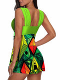 DEKA Two Piece Print Tankini Plus Size Swimwear Shorts Women Bikinis Floral Swimsuit Beach Bodysuit Swimming Boxer Suit