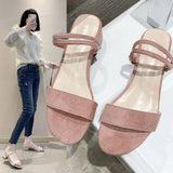 Women Sandals Chunky Heels Slides Summer 2026 Elegant Shoes Women Slipper Big Size 34-42 Fashion Summer Sandal Women