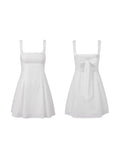 2026 Summer Women's Floral Eyelet White Cami Dress Sleeveless Square Neck A-line Dress Beach Bohemian Retro Sundress