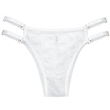 Love Letter Print Women Briefs Mesh Transparent Ring Buckle Adjustable Hollow-out Underwear Low-waist Panties String Lingerie