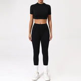 2PCS Yoga Suit Sports Set Women Quick-Drying Gym Set Women Tracksuit Running Workout Long Sleeve Sports Shirt Yoga Clothing