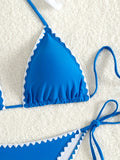 ZTVitality Blue Sexy Bikini Set 2024 New Arrival Biquini Padded Bra Halter Bandage Swimsuit Women's Swimwear Whip Stitch Summer