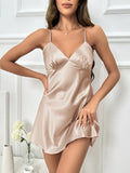 Summer New Ice Silk Slip V Neck Nightdress Mini Dresses Sexy Backless Pajama Women's Pajama Thin Breathable Print Slip Dress