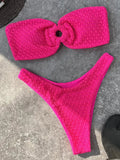 Wrinkled Fishnet Strapless Bandeau Bikini Women Swimsuit Female Swimwear Two-pieces Bikini set High Cut Bather Bathing Suit Swim