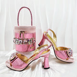 doershow new come Matching Women Shoe and Bag Set Decorated colorful Nigerian Shoes and Bag Set Italy Shoes and Bag set  HF1-1