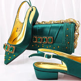 Doershow New Arrival Shoes and Bag Set African Sets 2024 Olive Nigerian Women Shoes and Matching Bags Set for wedding  1-11