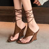Lace-up Sandals Women's Summer Round Toe Clip  Sexy Fashion High Heels