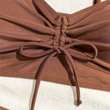 Wrinkled Knotted Shorts High Waist Bikini Female Swimsuit Women Swimwear Two-Pieces Bikini Set Bather Bathing Suit Swim V6197