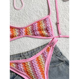 2026 Striped High Leg Cut Brazilian Bikini Female Swimsuit Women Swimwear Two-pieces Bikini set Bather Bathing Suit Swim V8216