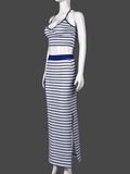Summer slim temperament hot girl striped halterneck backless skirt suit vest casual suit