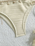 XS - XL Bandeau Wrinkled High Cut Bikini Women Swimwear Female Swimsuit Two-pieces Bikini Set Shells Bather Bathing Suit Swim