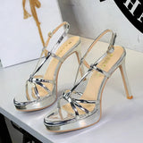 BIGTREE Classic Black Ankle Strap Stiletto Heels Round Toe Open Toe High Heels Women's Versatile Dress Shoesfor All Occasions