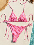New Retro Polka Dot Tie Side Bikini Set for Women, Sexy Push Up Halter Neck Swimwear, High Waist Beach Bathing Suit, Summer