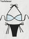 XS - L Halter High Leg Cut Bikini Female Swimsuit Women Swimwear Two-Pieces Bikini Set Strappy Bather Bathing Suit Swim V8276