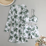 New Sexy 3 Pieces Suit for Women Neck Hanging Bikini Set+Cover-up Swimwear Sunproof Tankini High Waist Shorts Swimsuit Beachwear
