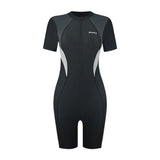 Swimsuit Women's Five Point Flat Leg Pants Conservative One-piece Slim Fit Sports Short Sleeved Hot Spring Swimsuit