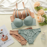 High Quality Sexy Lingerie Set For Women's Lace Up Steel Ring Push Ups 2-piece Set For Daily Underwear Set A2127