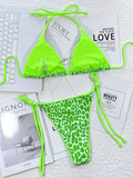 Zebra Print Halter micro Bikini 2025 women Bandeau String Swimsuit Female swimwear Neon Shiny bikini set Leopard Bathing Suit