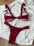Sexy Metal Shell Ornament Bikini Set 2026 Women Hot Pink Pleate Push Up Bra Thong Swimsuit Summer Bathing Suit Micro Swimwear