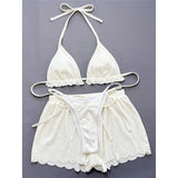 Ruffled Firlled Halter Bikini Women Swimwear Female Swimsuit Three-Pieces Bikini Set With Shorts Bather Bathing Suit Swim V5673