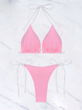 S - XL Sexy Halter Strappy High Cut Bikini Women Swimwear Female Swimsuit Two-Pieces Bikini Set Bather Bathing Suit Swim V6244