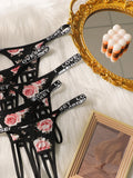 5-piece set of women's sexy embroidered flower underwear with seamless hollow out easy to wash and dry underwear C960