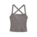 Solid Color Sexy Back-Cross-Strap Tank Top For Women New Summer Slim-Fit Short Outerwear Base Top Pure Desire Casual Style 56ZA