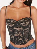 Lace Fishbone Crop Top Hot Girl Slim Fit Tank Top Sexy Body Shaping Backless Backless Deep V Suspenders Sleeveless Top 2RZV