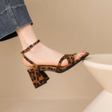 2025 Hot Sale Women's Shoes Open Toe Women's Sandals Fashion Leopard Print Office and Career New Plus Size Heeled Sandalszapatos