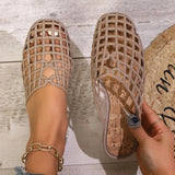 Women Jelly Flats Mesh Ballet Flats Closed Toe Beach Jelly Shoes Lightweight Casual Flat Sandals Breathable for Summer Beach